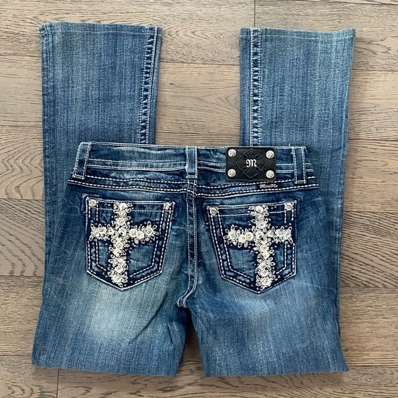 Miss Me Denim - Miss Me Rhinestone Studded Cross Pocket Bootcut Jeans